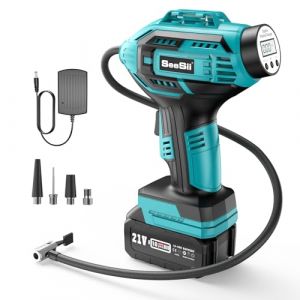 Seesii Pompe à air sans Fil, compresseur sans Fil, compresseur d'air Maximum 150 PSI, compresseur Manuel, Pompe à air électrique Portable, pour Voiture, Moto, vélo, Ballons (SeeSii-EU, neuf)