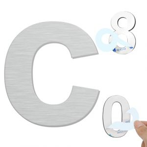 Ywonoby Num&eacute;ro de maison ext&eacute;rieur moderne bross&eacute;e，55mm Num&eacute;ro de porte autocollant en acier inoxydable，Plaque de num&eacute;ro de maison et Num&eacute;ro de Boite aux Lettres ，Argent (c) (uuhouse, neuf)