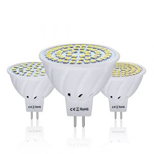 EXMOCIS 4 pièces 4W 6W 8W lampe à LED MR16 AC/DC 12V 24V ampoule LED gu5.3 mr 16 projecteur LED 220V 2835SMD éclairage LED blanc/blanc chaud,blanc AC DC 10V à 30V,8W 72LED (YYSAME, neuf)