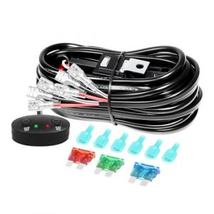 YOJZMA 12V 40A 18AWG, On/Off, relais d'alimentation, fusible &agrave; lame, kit de faisceau fils pour barre LED &agrave; modes multiples, fil automobile phares antibrouillard, lumi&egrave;res de travail（pour 2 lumi&egrave;res） (FSYIHUI, neuf)