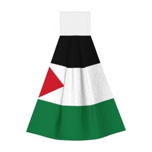 Drapeau de l'&Eacute;tat de Palestine Serviette portable &agrave; suspendre en velours super absorbant Serviette de cuisine pour enfants adultes Salle de bain Cuisine &agrave; suspendre (wangzhenyangxiaodian, neuf)