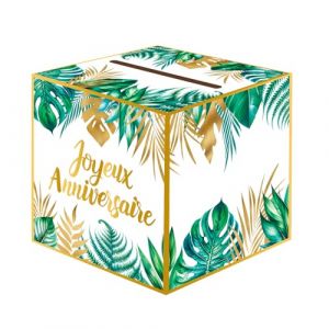 Boîte à Cartes d’anniversaire en Papier Boîtes à Cadeaux Boîte aux Lettres Motif Feuille Tirelire Joyeux Anniversaire pour Anniversaire (A Mi A Mi Hong, neuf)
