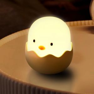 EBILUN Veilleuse LED mignonne cr&eacute;ative en silicone coquille d'&oelig;uf, lampe de nuit pour chambre &agrave; coucher, d&eacute;coration de bureau (1 pi&egrave;ce) (EBILUN EURO, neuf)