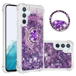QIWEIQING Glitter Coque pour Samsung Galaxy A54 5G, Fille Silicone Paillette Strass Glitter de Luxe avec Support, Liquide Gel Bumper Housse de Protection &Eacute;tui pour Galaxy A54 5G.Purple YBH (QIWEIQING, neuf)