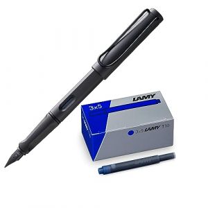 Lamy Lot de 1 stylo plume Safari à plume moyenne ombré et 1 lot de 3 cartouches d'encre T10 dans un carton d'origine - Couleur de l'encre : bleu (Conipa Online - tres bien, neuf)