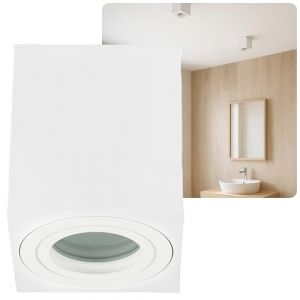 Sweet Led spot &agrave; monter IP44 pour salle de bain, cave, cuisine Led plafonnier carr&eacute; blanc mat en aluminium spots plafond diam&egrave;tre &Oslash;80 mm - 95 mm plafonnier &agrave; monter 230 Volt avec socle GU10 (Sweet -led, neuf)