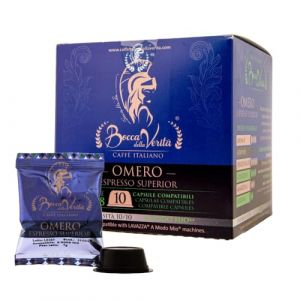 BOCCA DELLA VERITA - Bo&icirc;te de 10 capsules de caf&eacute; italien OMERO Espresso Superior, Capsules compatibles avec la machine &agrave; caf&eacute; Lavazza&reg; A Modo Mio, 100% Made in Italy (God Save The Coffee, neuf)