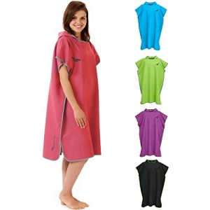 Fit-Flip Poncho de Surf Microfibre Femme et Homme – Serviette de Poncho Plage Adulte – pour la Natation, de Bain – Cabine pour Piscine – Taille: M, Corail - Gris (Paraboo, neuf)