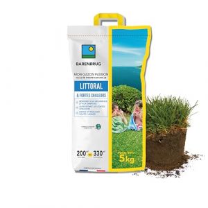 BARENBRUG - Gazon Littoral & Fortes chaleurs - Résistant Sécheresse et Embruns - Supportant Fortes Chaleurs - Dense et Régulier Toute l’Année - Permet de Réduire l'Arrosage - Fabriqué en France - 5KG (Barenbrug, neuf)