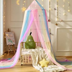 Wnqou X-Grand Princesse Baldaquin de lit Arc-en-Ciel,Ciel de lit Arc-en-Ciel pour décoration de Chambre de Fille, Tente de Jeu féérique pour Chambre d'enfant,Lit Décoration de Chambre (Wnqou, neuf)