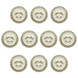 ftiemlovde 10 Gros Bouton DoréS Manteau Pour Blazer MéTal à Coudre ，Couvre Boutons Blanc Strass Couture de Manchettes Femme Chemise Smoking，Perfect Homme Bouton Pantalon Pour Capitonnage（H10W 20mm） (ftiemlovde, neuf)