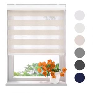 Radeco® Store Enrouleur Jour Nuit 190 x 175 cm (LxH) Lin, translucide ou Transparent, Largeur de 40 à 220 cm, sans perçage Possible, Store, Store Jour Nuit, Stores intérieurs (WINDOW-DECORATIONCOM, neuf)