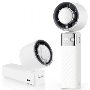 CATGIFF Ventilateur Portable, Mini Ventilateur Rechargeable 5000mAh, Petit Ventilateur Silencieux Turbo Réglable en Vitesse(1 à 199), Ventilateur Refroidissement pour Camping, Sport, Voyage (Blanc) (del marq OU, neuf)