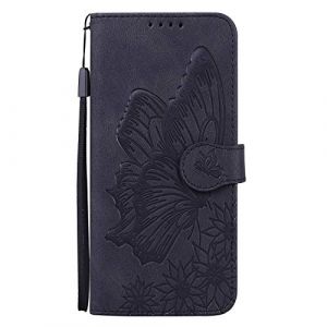 Nodigo Cuir Coque pour iPhone 6/6s/7/8/SE 2020 Antichoc avec Support Clapet Design Silicone Papillon Motif Drôle Étui Bumper 360 Kickstand Case Cover Housse Fille Femme Homme Portefeuille - Noir (Nodigo, neuf)