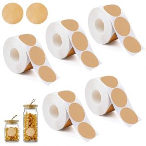 2000 Pi&egrave;ces &Eacute;tiquettes Rondes Autocollantes en Kraft Brun Naturel,25mm Vierges &Eacute;tiquettes Autocollantes Ronde Kraft Marron,Autocollants Ronds pour Dossier,Bouteilles,Emballages et Enveloppes (Ahongjiayi, neuf)
