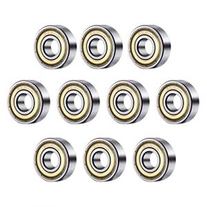 Roulements à Billes Miniatures de Qualité, Carbone Acier Double, Roulements à Billes 608zz, 10 Pièces Deep Groove Bearings, Bearings Métal, Bearings Skate pour Les Planches à Roulettes (8mmx22mmx7mm) (JUNNING STORE, neuf)