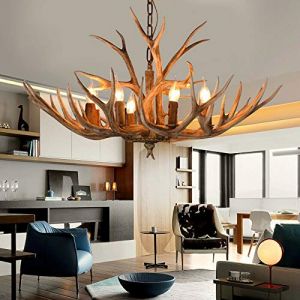 kangten Lustre en forme de bois de cerf rétro - En résine - 6 lumières - Pour bureau, bureau (Doubskoo, neuf)