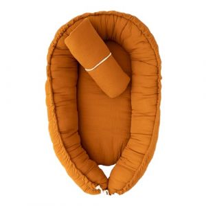 Reducteur de lit Bebe,cocoonababy, pour berceau b&eacute;b&eacute; Cocoon, Cocon, Oreiller Amovible, Portable,Respirant Baby Nest, transat, tour de lit, chambre, evolutif mousseline coton CuteCraft (Caramel) (CuteCraftEU, neuf)