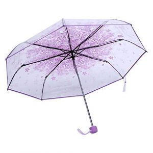 MAGT Parapluie Pliant, Cherry Blossom 4 Couleurs Transparent à la Mode Magnifique Parapluie de Pluie(Violet) (MAGT-EU, neuf)