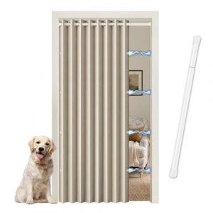 JCyh Rideau de Porte Pliable sans Per&ccedil;age - Installation Facile avec Tringle T&eacute;lescopique Offerte - Rideau Occultant Magn&eacute;tique pour S&eacute;paration de Pi&egrave;ce, Cache Placard et Dressing, Cappuccino (JCYH, neuf)