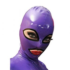 YIYELIY Masque en latex,Cagoule en caoutchouc,Ouvrez les yeux et la bouche Latex-T&ecirc;te Couverture Jeu de r&ocirc;le masques de f&ecirc;te (Violet,S) (FANGQINGMAO, neuf)
