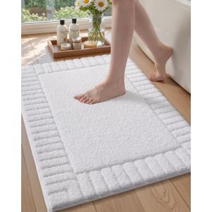 COLOR&GEOMETRY Tapis de Bain Antid&eacute;rapant 50 x 80 cm, Tapis Salle de Bain Microfibre Absorbant, Tapis Baignoire Doux Lavable en Machine pour Salle de Bain, Douche, Baignoire (Blanc) (ColorG, neuf)