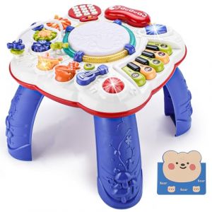 KIMIGO Jouet Bebe 1 an - Table d'activit&eacute; B&eacute;b&eacute; Jouet Enfant 1 2 Ans Fille Garcon Instrument de Musique B&eacute;b&eacute;s,Table d'activit&eacute;s pour B&eacute;b&eacute;s avec Lumi&egrave;res et Musique Tables Centre d'activit&eacute;s (Fluttuante Kft, neuf)