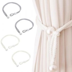 4 embrasses rideau perles, design r&eacute;glable, solides et raffin&eacute;es, attache rideau, embrasse rideau magnetique (Anilalowbility, neuf)