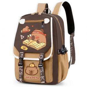 FCXVXCL Capybara Sac &agrave; Dos Enfant, Cartoon Sacs Scolaires Sac d'&eacute;cole Sacs Scolaires pour &Eacute;tudiant Outdoor Voyage &Eacute;cole Sortie de Printemps Anim&eacute; Sac Mode Imperm&eacute;able (JIAXBO LTD, neuf)