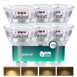 Linkind Ampoule LED GU10 Dimmable Ultra Efficace 415lm, Spot LED 2,5W=50W, 2700K Blanc Chaud, Classe Énergétique B, Angle 90°, Ampoule Basse Consommation. Lot de 6 (LINKIND-EU, neuf)