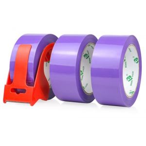 BOMEI PACK Ruban d’emballage 66m x 48mm pour emballage -3 rouleaux avec dévidoir,impression adhésif fort pour colis, entrepôt, e-commerce (Violet) (BOMEI PACK FR, neuf)