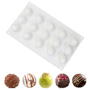 duoyif Moules &agrave; Chocolat Sph&egrave;re Boule &Oslash; 31 mm, 15 Cavit&eacute;s Moule en Silicone Sph&egrave;re, Sans BPA, Moules De Cuisson Sph&eacute;rique, Moule Boule Pour Faire Boules Chocolat Gla&ccedil;ons Bonbons (blanc, &Oslash;3,1cm) (Guangzhou Youyi Technology Co., Ltd, neuf)
