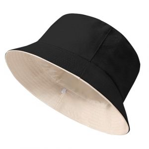 TOMEEK Bob Homme Chapeaux de Seau Femme en Coton Chapeau de Soleil &Eacute;t&eacute; Casquettes P&ecirc;cheur Pliable R&eacute;versible Visi&egrave;res Chapeau de Plage Outdoor Randonn&eacute;e Camping (Noir Beige,XL) (MYCity, neuf)