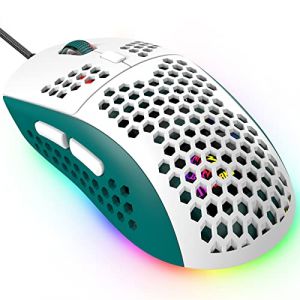 KUIYN 383 Pro Souris de Jeu Filaire Ultra légère, Coque en nid d'abeille, 6 Souris rétroéclairées RVB, 6 DPI réglables 6400, modèle Optique USB Aerox pour Win10/XP/Xbox/PS4/PS5/Mac/HP/Acer (KUIYN, neuf)