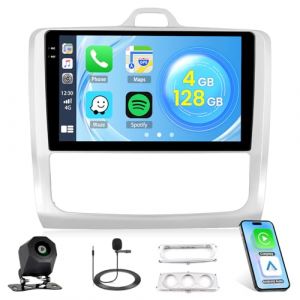 4G+128G Android 15 Autoradio pour Ford Focus 2004-2011 sans Fil Carplay Android Auto Roinvou, 9'' Incell Écran Tactile Radio avec Mirror Link GPS Bluetooth FM RDS WiFi EQ SWC Caméra de Recul (wenheyou, neuf)
