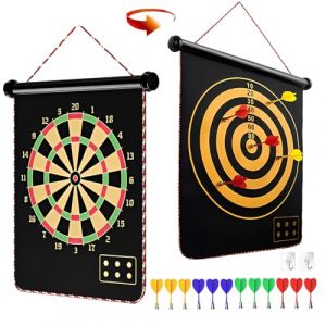 Cylora Jeu de Fl&eacute;chettes Magn&eacute;tique, Cadeau 4+ Ans, Cible Double Face 12 Fl&eacute;chettes, S&ucirc;r pour Enfants et Adultes, Id&eacute;al pour F&ecirc;tes et Jeux en Plein Air/Int&eacute;rieur, Jeu d'int&eacute;rieur et d'ext&eacute;rieur Enfant (haoshiguan, neuf)