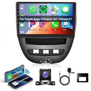 Android Autoradio pour Peugeot 107/ Toyota Aygo/Citroen C1 2004-2014 Wireless Carplay Android Auto, Radio Ecran Tactile 10,1 Pouces Navigation GPS Hifi Bluetooth WiFi Radio FM/RDS Canbus, Cam&eacute;ra 2 Din (Hodozzy Direct, neuf)