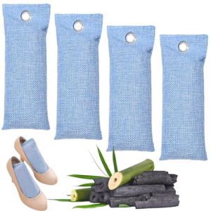Sac D&eacute;sodorisant pour Chaussures,4pcs Sac D&eacute;sodorisant en Bambou Naturel,Charbon de Bambou Actif,Absorbeur D'odeurs au Charbon Actif,Purificateur d'air Sac D&eacute;sodorisant au Carbone de Bambou (HATASTORE, neuf)