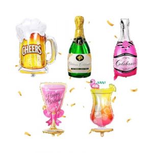 KGDUYC 5 Pièces Bière Ballons, XXL Ballon Anniversaire en Forme de Bouteille Verres à Vin, Champagne Géant Ballon, pour Mariages Décorations de Fête anniversaire accessoire photo (Qertyias OÜ, neuf)