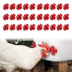 Abreuvoir Poules,Buveurs D'eau Poulet en Plastique,30pcs Tetine Abreuvoir Poule,Abreuvoir Automatique Poule,Abreuvoir Poules Automatique,Abreuvoir pour Poules à Gouttes,Abreuvoir Poulet (Rouge, 30pcs) (Opptt, neuf)