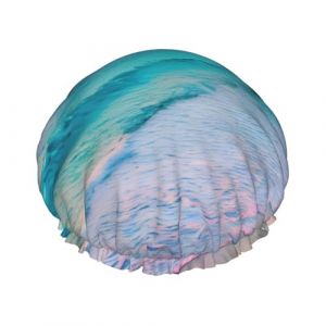 Bonnet de bain élastique et réutilisable avec imprimé plage Jamaïque - Double couche imperméable (SDFxiaxiaojuan, neuf)