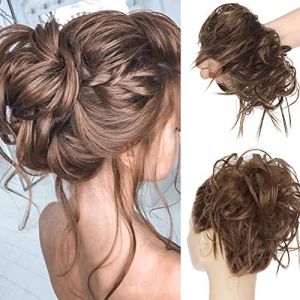 SEGO Postiche Chignon Postiche Queue de Cheval Ondul&eacute; Extension Chouchou Chignon Cheveux Synth&eacute;tique Faux Chignon Chouchou 40G, Brun Cendr&eacute; (Lenka Fashion Mode, neuf)