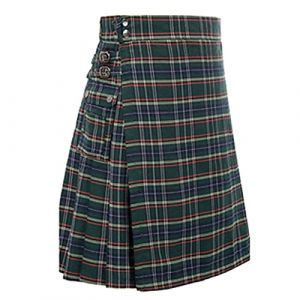Kilt écossais, traditionnel, à carreaux, pour homme, tartan irlandais, combat, punk, gothique, région montagneuse, jupe, kilt utilitaire, avec sangles et grandes poches, Vert armée., XL (Aigdgoog, neuf)