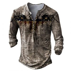 Deguisement Halloween Homme Chemise Homme Manches Longues Col Mao Tee Shirt Homme Vintage Assassin Creed Viking Gothique Steampunk Pirate Medieval Pas Cher Sweat Hauts Militaire Veste Gris XL (uxxnjfg, neuf)