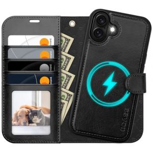 OCASE Coque pour iPhone 16 Plus Amovible 2 en 1 Etui Portefeuille iPhone 16 Plus, RFID Blocage, Fentes pour Cartes, Antichoc TPU Housse Cuir Protection pour iPhone 16 Plus (6,7 Pouces) - Noir (OCASE-EU, neuf)