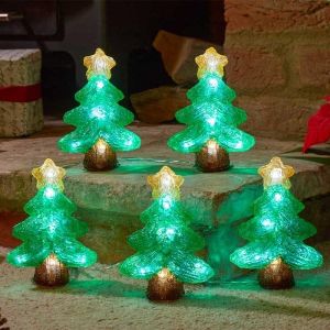 Marco Paul Lot de 5 guirlandes lumineuses de No&euml;l &agrave; LED &agrave; piles Arbres avec minuterie automatique pour int&eacute;rieur et ext&eacute;rieur D&eacute;coration de No&euml;l illumin&eacute;e festive nouveaut&eacute; D&eacute;coration Maison et Jardin (Garden_Mile, neuf)