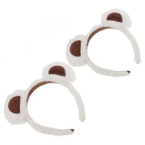 TOGEVAL Lot de 2 Serrage-T&ecirc;tes Ours en Peluche Blanc Bandeau Oreilles d'Ours pour Cheveux Accessoire D&eacute;guisement Halloween et Cosplay Adulte et Gar&ccedil;on et Filles Bandeau Animal Mignon (BOBOLING, neuf)
