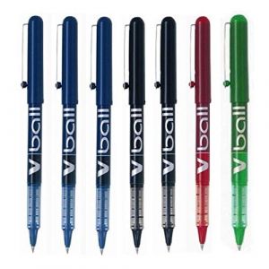 Pilot-7 Marqueurs Pilot V-Ball 0,5 mm (3 bleus, 2 noirs ,1 Rouge et 1 Vert) (LAZERJET, neuf)