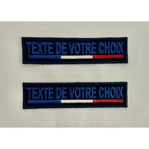Patch brodé avec texte personnalisé et drapeau tricolore français. N. 2 pièces + 1 cadeau gratuit (TOPPE, neuf)