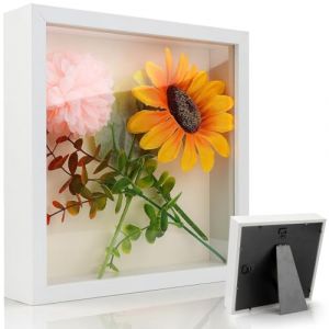 TXXATX Cadre 3D 20x20x3 cm Cadre Vitrine Blanc Cadre Profond avec Vitre pour Objet Cadre Photo Profond Cadre Photo 3D pour Fleurs Photos Souvenirs M&eacute;dailles D&eacute;coration DIY (JiaFangTrading, neuf)